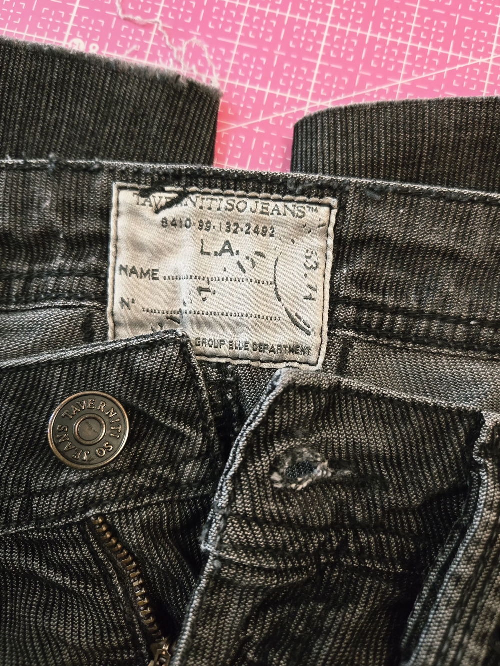Taverniti So Jeans Black Denim Waist Label Detail